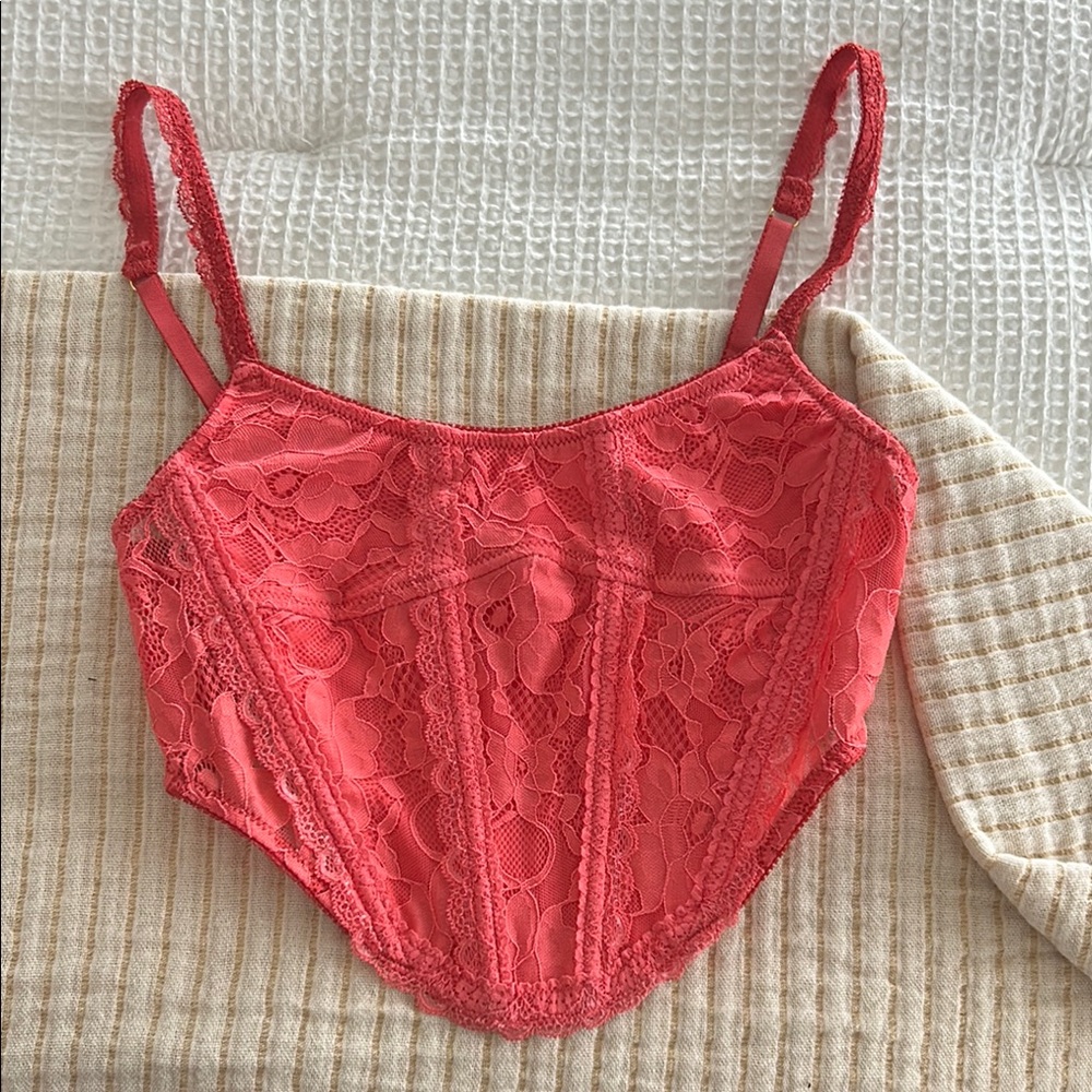 Urban Outfitters bright Coral Pink Lace Camisole